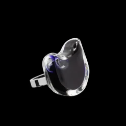 Bague en verre souffle - Chat Nano Milk