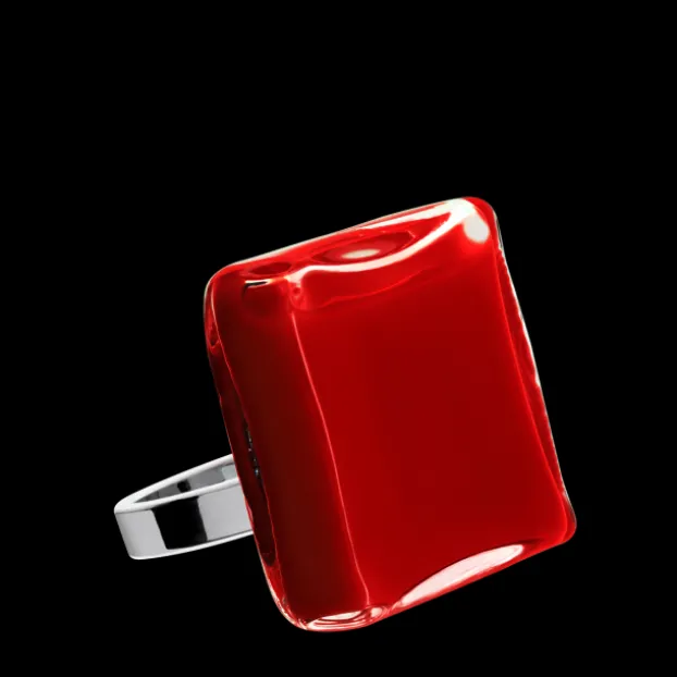 Bague en verre souffle - Carre Medium Milk