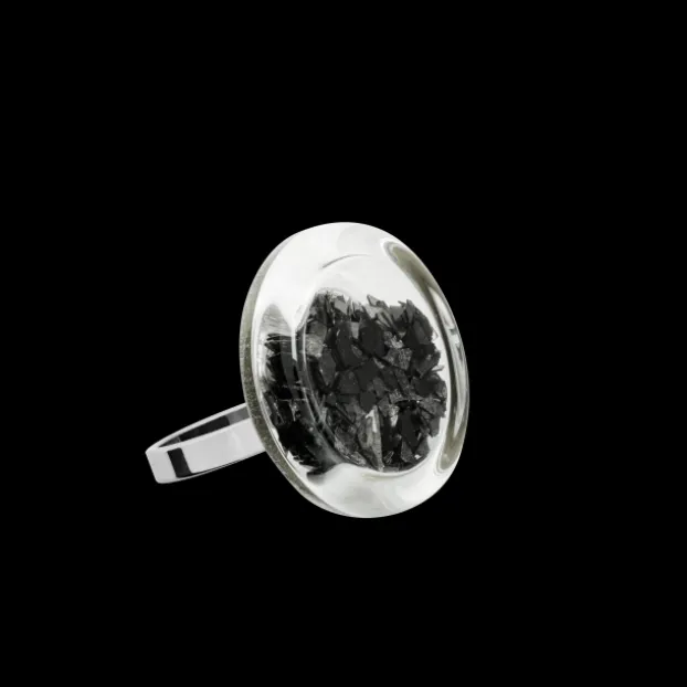 Bague en verre souffle - Cachou Nano Paillettes