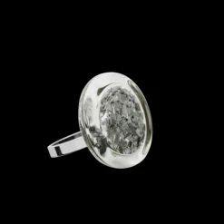 Bague en verre souffle - Cachou Nano Paillettes