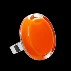 Bague en verre souffle - Cachou Medium Milk