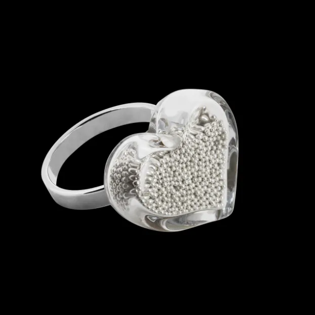 Bague en verre souffle - Coeur Nano Billes