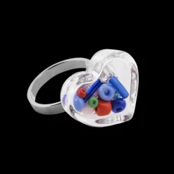 Bague en verre souffle - Coeur Nano Billes