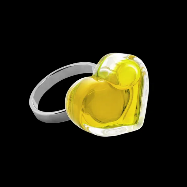 Bague en verre souffle - Coeur Nano transparent