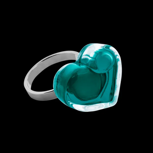 Bague en verre souffle - Coeur Nano transparent
