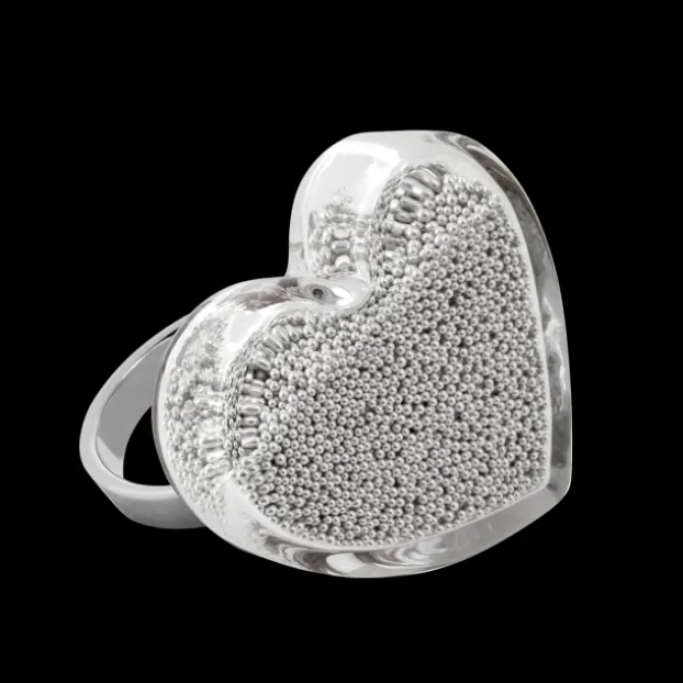 Bague en verre souffle - Coeur Medium Billes