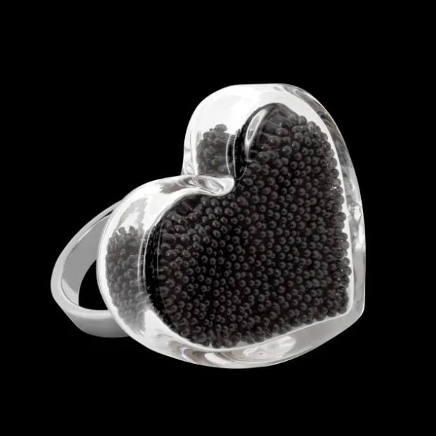 Bague en verre souffle - Coeur Medium Billes