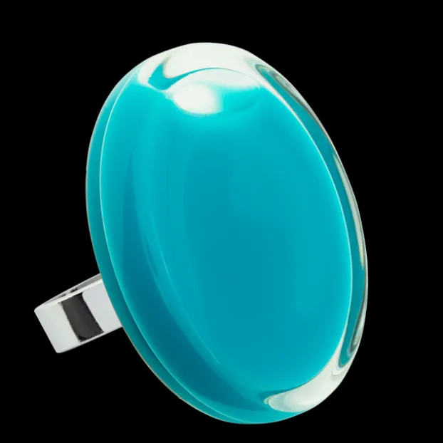 Bague en verre souffle - Cachou Giga Milk