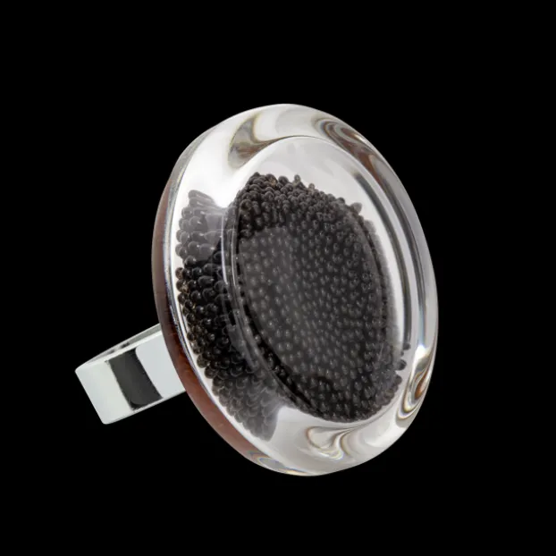 Bague en verre souffle - Cachou Medium Billes