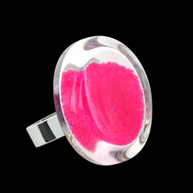 Bague en verre souffle - Cachou Medium Billes