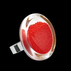 Bague en verre souffle - Cachou Medium Billes