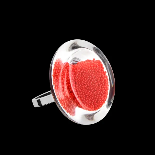 Bague en verre souffle - Cachou Mini Billes