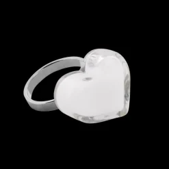 Bague en verre souffle - Coeur Nano Milk