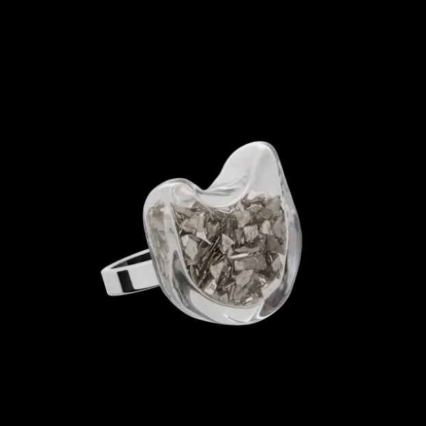 Bague en verre souffle - Chat Nano Paillettes