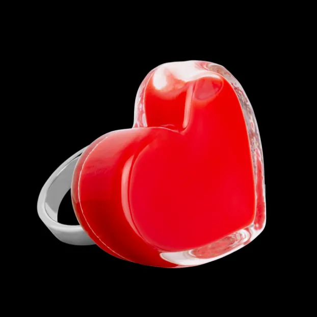 Bague en verre souffle - Coeur Medium Milk
