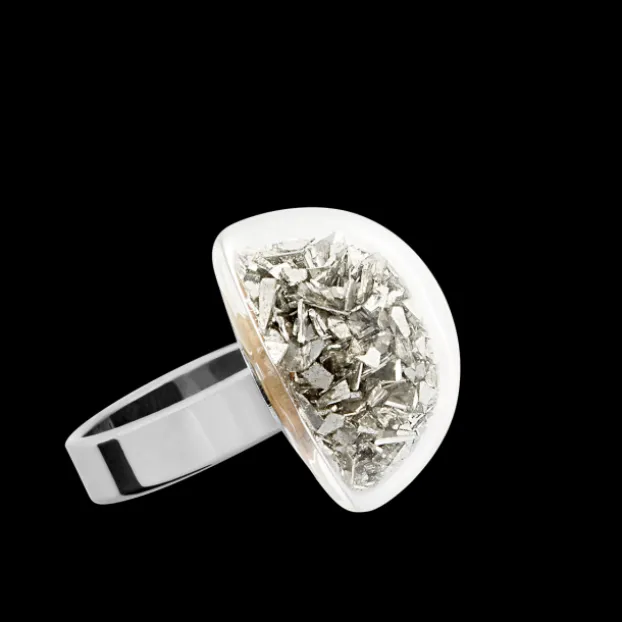 Bague en verre souffle - Dome Mini Paillettes