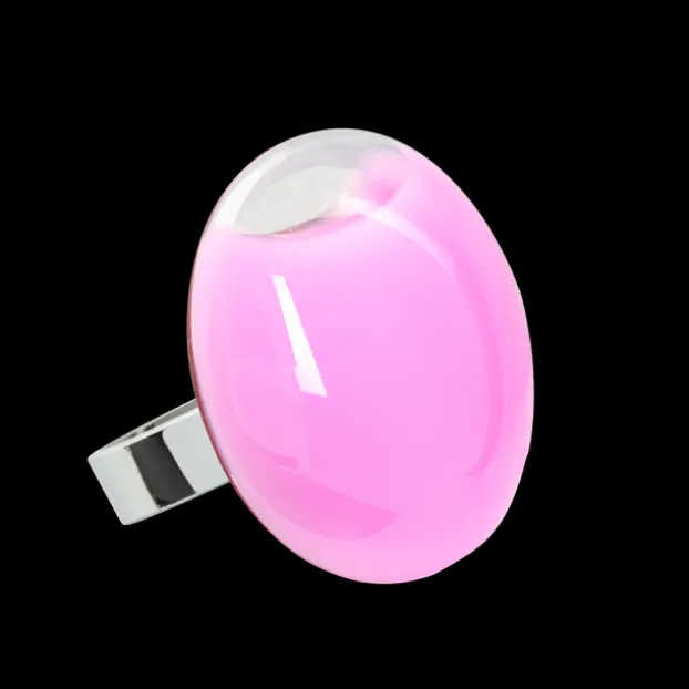 Bague en verre souffle - Galet Medium Milk