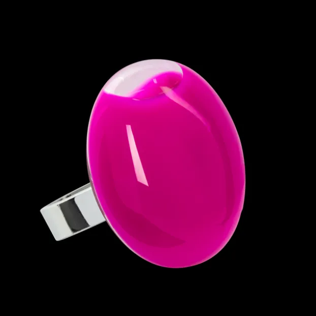 Bague en verre souffle - Galet Medium Milk