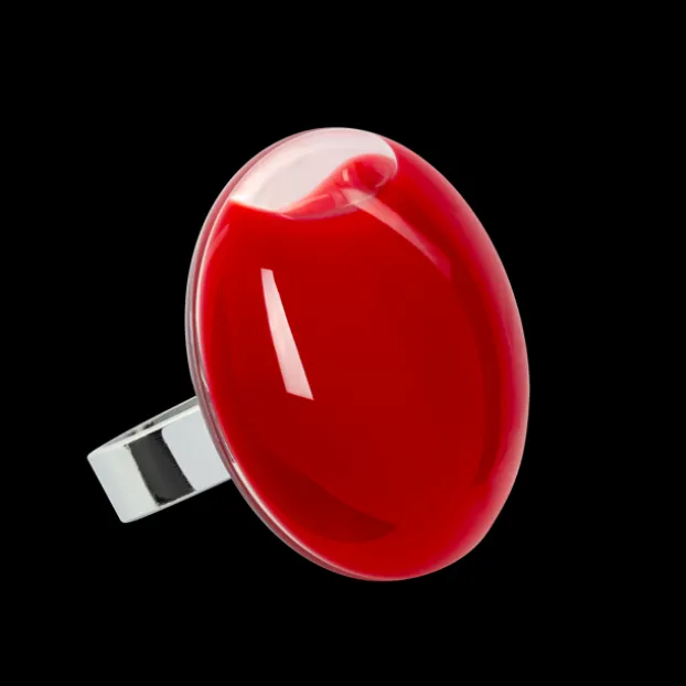 Bague en verre souffle - Galet Medium Milk