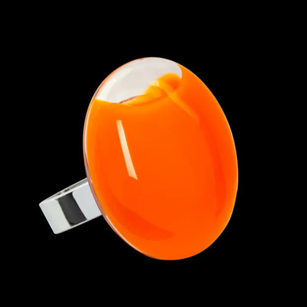 Bague en verre souffle - Galet Medium Milk