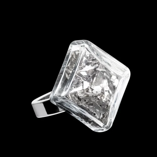 Bague en verre souffle - Gaia Medium Paillettes