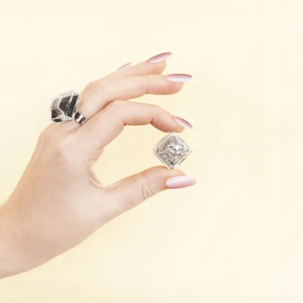 Bague en verre souffle - Gaia Medium Paillettes
