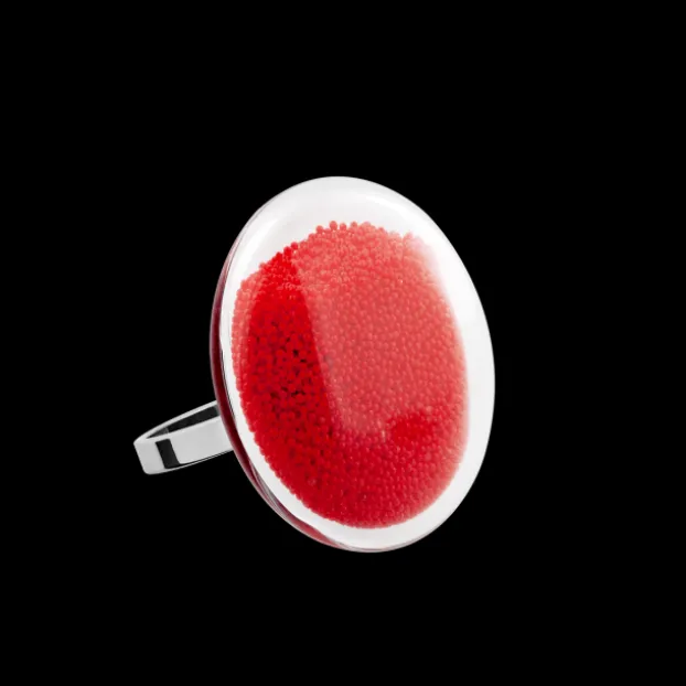 Bague en verre souffle - Galet Mini Billes