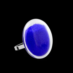 Bague en verre souffle - Galet Mini Billes