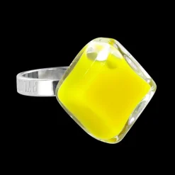Bague en verre souffle - Losange Nano Milk