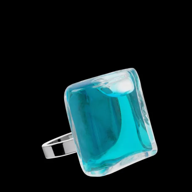 Bague en verre soufflee - Carre Mini Transparent