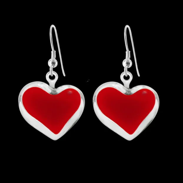 Boucles d'oreilles crochet en verre souffle - Coeur Milk