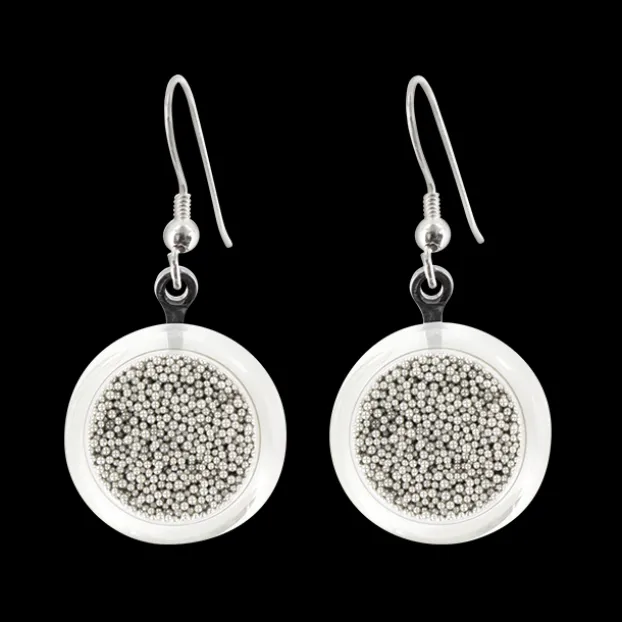 Boucles d'oreilles crochet en verre soufflees - Cachou Billes