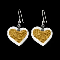 Boucles d'oreilles crochet en verre souffle - Coeur Billes