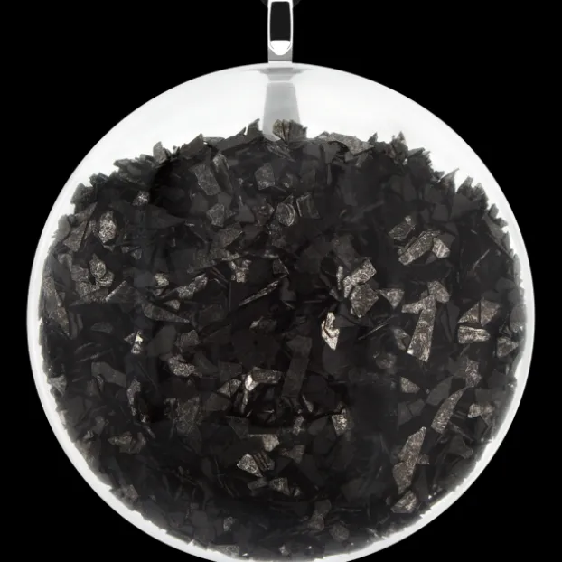 Pendentif en verre souffle - Galet Giga Paillettes
