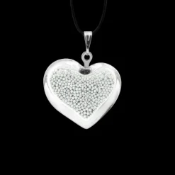 Pendentif en verre souffle - Coeur nano billes