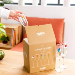 Set de 6 flutes a Champagne - Champ de fleurs